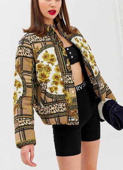 River Island padded jacket in scarf print