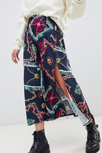 Reclaimed Vintage inspired midi skirt in scarf print