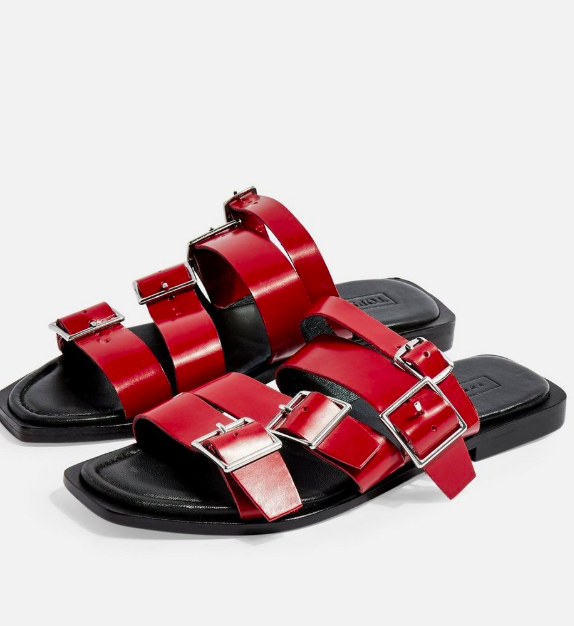 Topshop FELIX Red Buckle Sandals