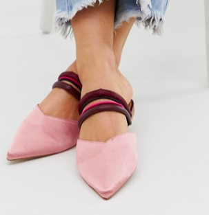 ASOS DESIGN Leading Light pointed mules in pink