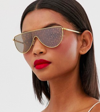 ASOS DESIGN visor fashion glasses with monogram print lens