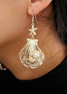 ASOS DESIGN earrings in sea shell design with pearl in gold