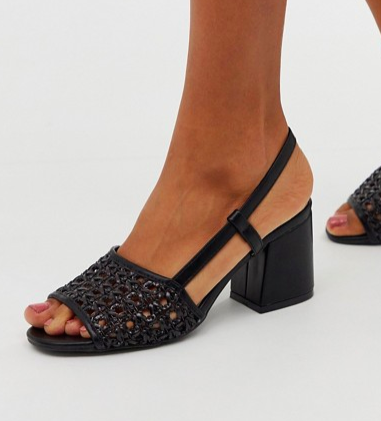 Oasis woven heeled sandals in black