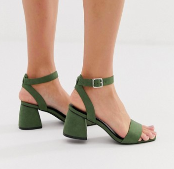 Glamorous green block heel sandals