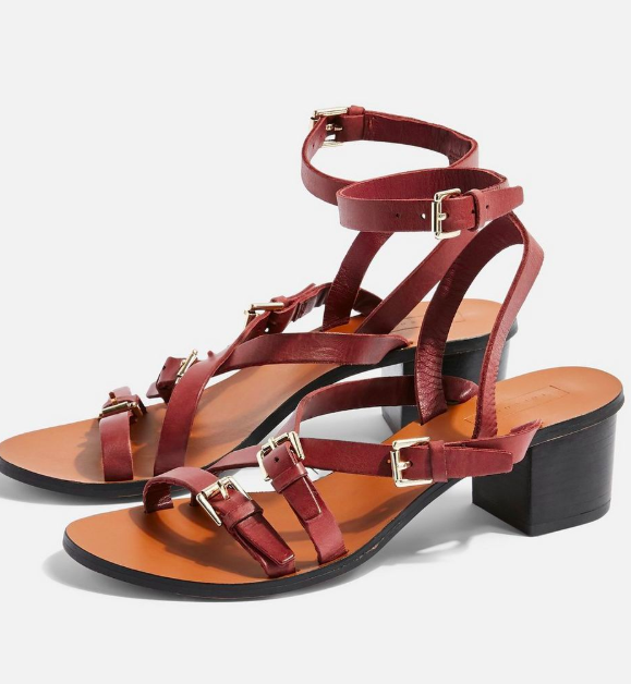 Topshop VIRGO Burgundy Buckle Sandals