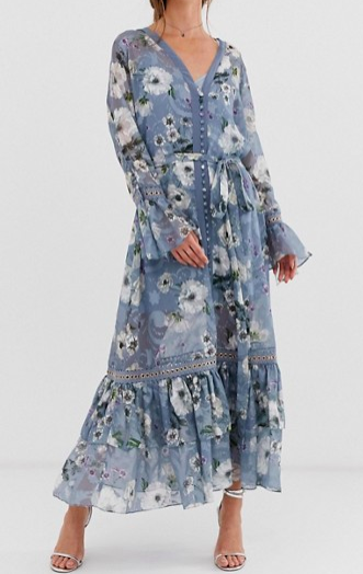 We Are Kindred Tabitha floral midi dress with button front