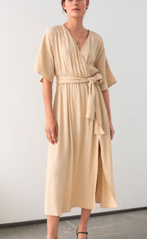 Stories Belted Kimono Wrap Midi Dress