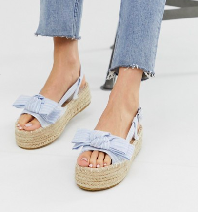 South Beach Exclusive chambray striped flatform espadrilles