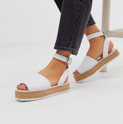 ASOS DESIGN Jacoba leather flatform espadrilles