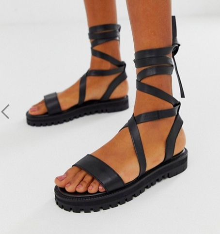 ASOS DESIGN Faster leather chunky tie leg sandals
