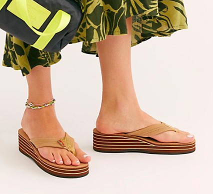 Rainbow Wedge Thong Sandal