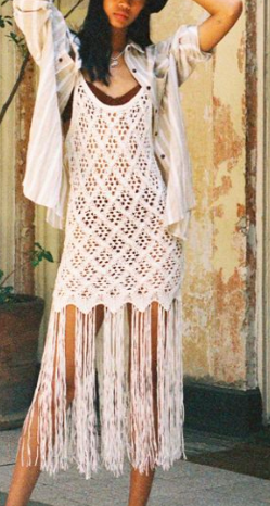 UO Tula Crochet Tassel Slip Dress