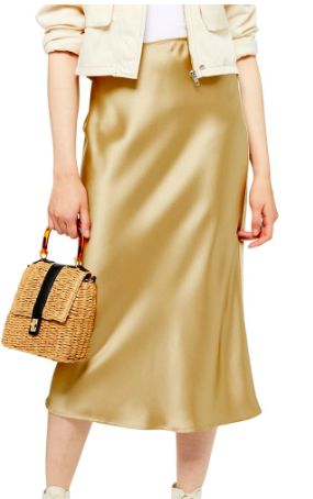 Bias Midi Skirt, Main, color, GOLD Satin Bias Midi Skirt TOPSHOP