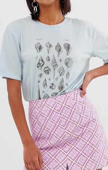 Neon Rose relaxed t-shirt with seashells print