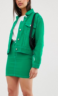 Missguided two-piece denim mini skirt in green