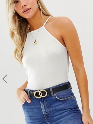 ASOS DESIGN cami with square neck in fitted rib in white