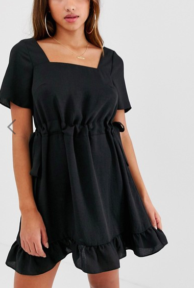 ASOS DESIGN square neck mini dress with ruched waist