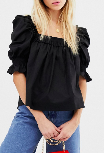 ASOS DESIGN square neck long sleeve top in cotton