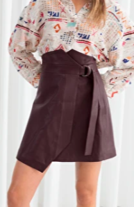 Stories Belted Leather Mini Skirt