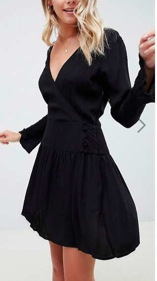 ASOS DESIGN casual skater mini dress with long sleeves and bow back