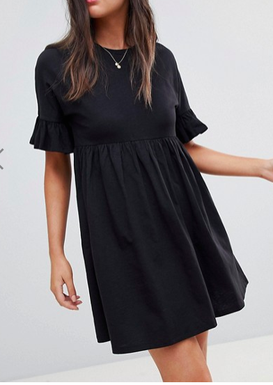 ASOS DESIGN cotton slubby frill sleeve smock dress