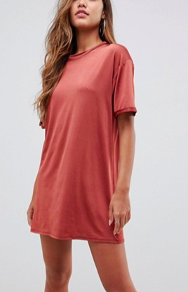 ASOS DESIGN slinky ultimate rolled sleeve t-shirt dress