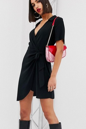 ASOS DESIGN wrap mini dress with collarASOS DESIGN wrap mini dress with collar