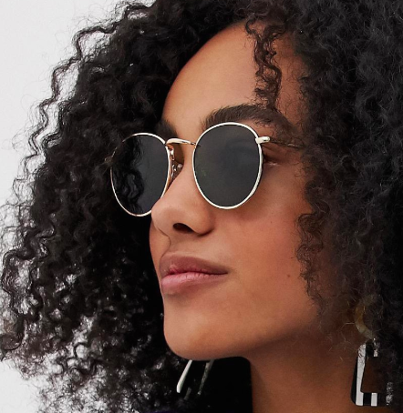 ASOS DESIGN 90s metal round sunglasses in gold with g15 lens
