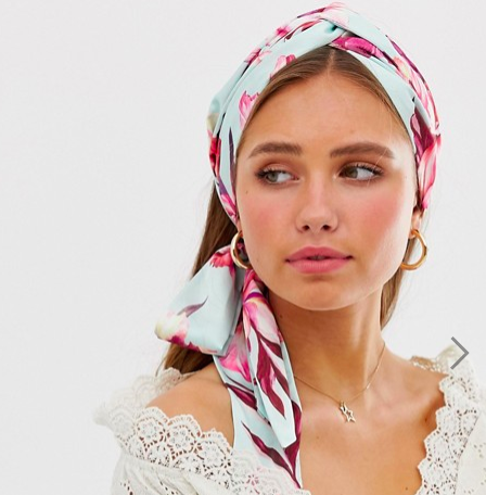 ASOS DESIGN twist front headscarf in tropical floral