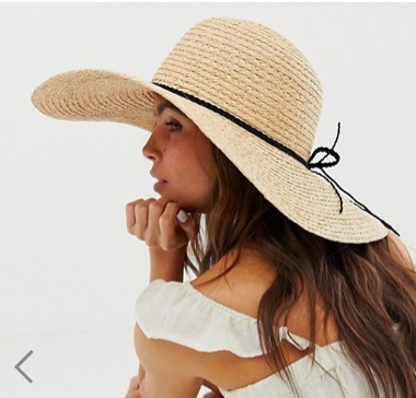 ASOS DESIGN natural straw floppy hat with braid braid and size adjuster