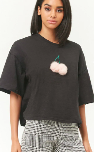 Forever 21 Pom Pom Cherry Tee