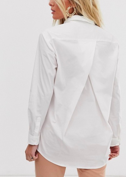ASOS DESIGN slim boyfriend shirt with pleat detail back in stretch cotton