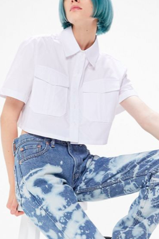 UO Lorelai Cropped Button-Down Shirt