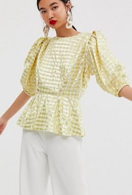 ASOS WHITE metallic gingham top