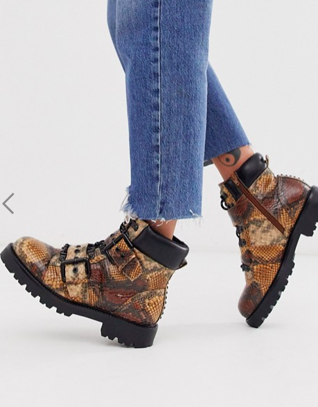 ASOS DESIGN Avenue hiker boots in snake