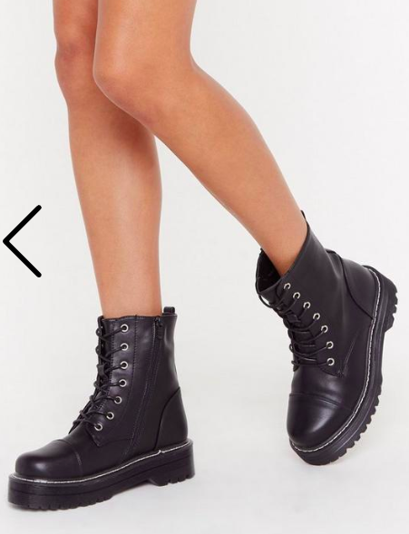 Nasty Gal Stiched Up Faux Leather Lace-Up Boot