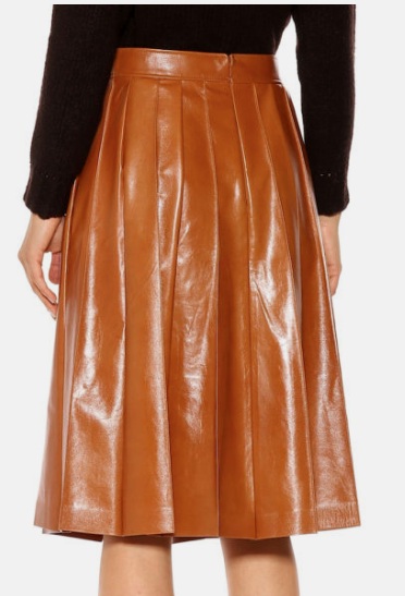 PLEATED MIDI LEATHER SKIRT FOR WOMEN