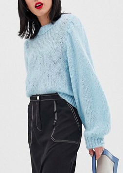 ASOS DESIGN sweater in lofty yarn with volume sleeve