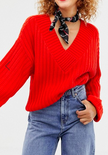 ASOS DESIGN v-neck sweater in chunky rib