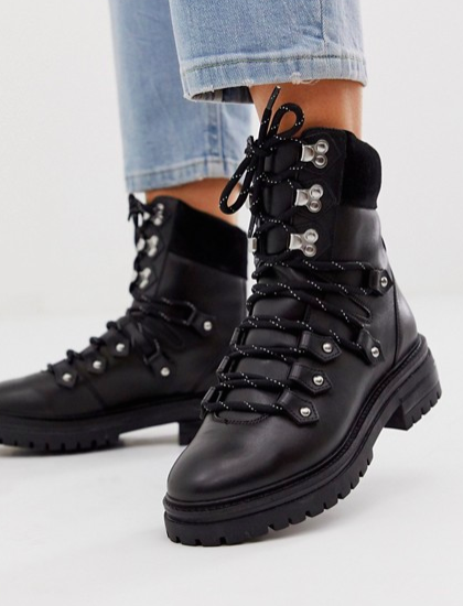 ASOS DESIGN Artistry premium leather hiker boots in black