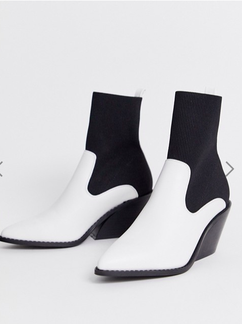 ASOS DESIGN Rekindle western sock boots in white