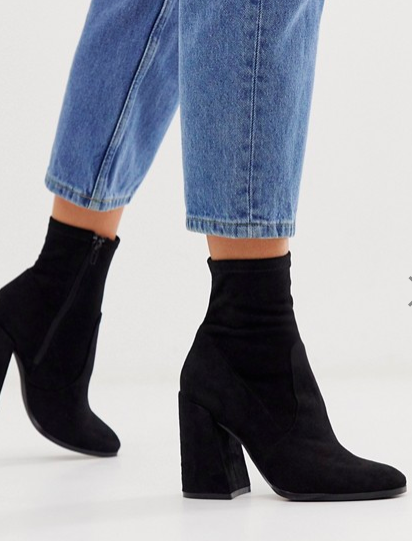 ASOS DESIGN Ellan heeled sock boots in black