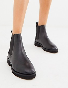 ASOS DESIGN Addie leather chunky chelsea boots