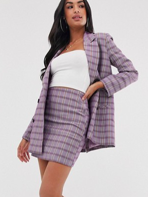 ASOS DESIGN suit in purple check