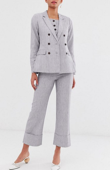 Fashion Union double breasted blazer &amp; high waisted pants two-piecE