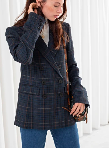 Stories Wool Blend Plaid Blazer