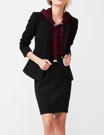 Express Black Seamed Pencil Skirt Suit