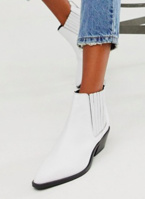 ASOS DESIGN Adelaide leather western chelsea boots in white
