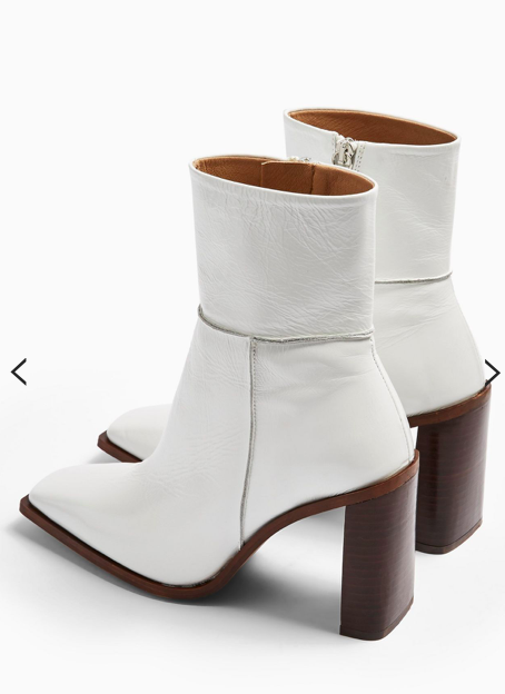 Topshop HERO Leather White Boots