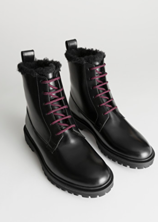 Stories Lace Up Leather Snow Boots